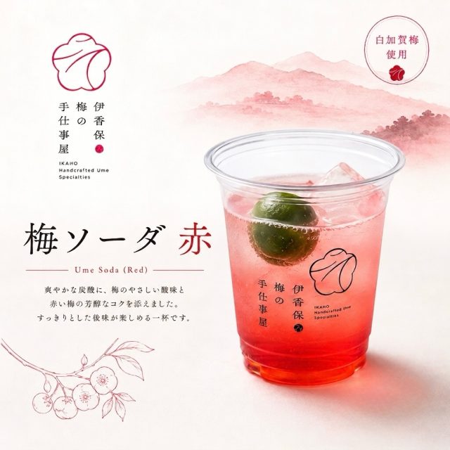 「梅ソーダ赤🥤」
夏にぴったりの一杯。
梅本来の爽やかな味わいと、
美しい赤色を楽しめる 梅ソーダ〈赤〉 🍹
伊香保梅の手仕事屋でお待ちしております。
#伊香保梅の手仕事屋 #梅 #手仕事 #ドリンク #伊香保
